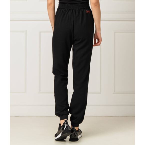 Desigual Womens M Slim Fit Jogger‎ Trousers Pia Logo Embroidered Black Pull On - Picture 2 of 11